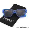 imageFEISEDY Retro 90s Square Sunglasses for Women Men Trendy Chunky Rectangle Sunglasses UV400 Protection B2385002 Transparent Blue Tea Lens