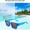 imageFEISEDY Retro 90s Square Sunglasses for Women Men Trendy Chunky Rectangle Sunglasses UV400 Protection B2385002 Transparent Blue Tea Lens