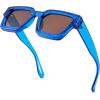 imageFEISEDY Retro 90s Square Sunglasses for Women Men Trendy Chunky Rectangle Sunglasses UV400 Protection B2385002 Transparent Blue Tea Lens