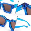 imageFEISEDY Retro 90s Square Sunglasses for Women Men Trendy Chunky Rectangle Sunglasses UV400 Protection B2385002 Transparent Blue Tea Lens