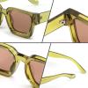 imageFEISEDY Retro 90s Square Sunglasses for Women Men Trendy Chunky Rectangle Sunglasses UV400 Protection B2385003 Transparent Green  Tea Lens