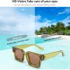 imageFEISEDY Retro 90s Square Sunglasses for Women Men Trendy Chunky Rectangle Sunglasses UV400 Protection B2385003 Transparent Green  Tea Lens