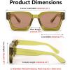 imageFEISEDY Retro 90s Square Sunglasses for Women Men Trendy Chunky Rectangle Sunglasses UV400 Protection B2385003 Transparent Green  Tea Lens