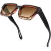 imageFEISEDY Retro 90s Square Sunglasses for Women Men Trendy Chunky Rectangle Sunglasses UV400 Protection B2385005 Black  Leopard  Gradient Tea Lens