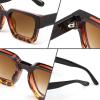 imageFEISEDY Retro 90s Square Sunglasses for Women Men Trendy Chunky Rectangle Sunglasses UV400 Protection B2385005 Black  Leopard  Gradient Tea Lens