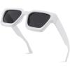 imageFEISEDY Retro 90s Square Sunglasses for Women Men Trendy Chunky Rectangle Sunglasses UV400 Protection B2385006 White  Grey Lens