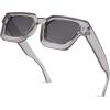 imageFEISEDY Retro 90s Square Sunglasses for Women Men Trendy Chunky Rectangle Sunglasses UV400 Protection B2385008 Transparent Grey  Grey Lens