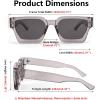 imageFEISEDY Retro 90s Square Sunglasses for Women Men Trendy Chunky Rectangle Sunglasses UV400 Protection B2385008 Transparent Grey  Grey Lens