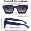 imageFEISEDY Retro 90s Square Sunglasses for Women Men Trendy Chunky Rectangle Sunglasses UV400 Protection B2385009 Blue  Gradient Grey Lens