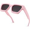imageFEISEDY Retro 90s Square Sunglasses for Women Men Trendy Chunky Rectangle Sunglasses UV400 Protection B2385010 Pink  Grey Lens
