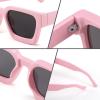 imageFEISEDY Retro 90s Square Sunglasses for Women Men Trendy Chunky Rectangle Sunglasses UV400 Protection B2385010 Pink  Grey Lens