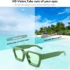 imageFEISEDY Retro 90s Square Sunglasses for Women Men Trendy Chunky Rectangle Sunglasses UV400 Protection B2385011 Green  Green Lens