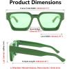 imageFEISEDY Retro 90s Square Sunglasses for Women Men Trendy Chunky Rectangle Sunglasses UV400 Protection B2385011 Green  Green Lens