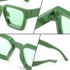 imageFEISEDY Retro 90s Square Sunglasses for Women Men Trendy Chunky Rectangle Sunglasses UV400 Protection B2385011 Green  Green Lens