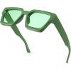 imageFEISEDY Retro 90s Square Sunglasses for Women Men Trendy Chunky Rectangle Sunglasses UV400 Protection B2385011 Green  Green Lens