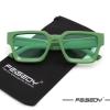 imageFEISEDY Retro 90s Square Sunglasses for Women Men Trendy Chunky Rectangle Sunglasses UV400 Protection B2385011 Green  Green Lens