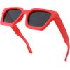 imageFEISEDY Retro 90s Square Sunglasses for Women Men Trendy Chunky Rectangle Sunglasses UV400 Protection B2385012 Red  Grey Lens