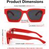 imageFEISEDY Retro 90s Square Sunglasses for Women Men Trendy Chunky Rectangle Sunglasses UV400 Protection B2385012 Red  Grey Lens