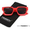 imageFEISEDY Retro 90s Square Sunglasses for Women Men Trendy Chunky Rectangle Sunglasses UV400 Protection B2385012 Red  Grey Lens