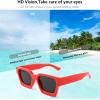 imageFEISEDY Retro 90s Square Sunglasses for Women Men Trendy Chunky Rectangle Sunglasses UV400 Protection B2385012 Red  Grey Lens