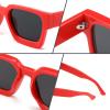 imageFEISEDY Retro 90s Square Sunglasses for Women Men Trendy Chunky Rectangle Sunglasses UV400 Protection B2385012 Red  Grey Lens