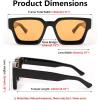 imageFEISEDY Retro 90s Square Sunglasses for Women Men Trendy Chunky Rectangle Sunglasses UV400 Protection B2385013 Black  Yellow Lens