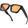 imageFEISEDY Retro 90s Square Sunglasses for Women Men Trendy Chunky Rectangle Sunglasses UV400 Protection B2385013 Black  Yellow Lens