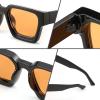 imageFEISEDY Retro 90s Square Sunglasses for Women Men Trendy Chunky Rectangle Sunglasses UV400 Protection B2385013 Black  Yellow Lens