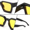 imageFEISEDY Retro 90s Square Sunglasses for Women Men Trendy Chunky Rectangle Sunglasses UV400 Protection B2385014 Black  Bright Yellow Lens