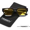 imageFEISEDY Retro 90s Square Sunglasses for Women Men Trendy Chunky Rectangle Sunglasses UV400 Protection B2385014 Black  Bright Yellow Lens