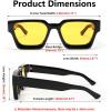 imageFEISEDY Retro 90s Square Sunglasses for Women Men Trendy Chunky Rectangle Sunglasses UV400 Protection B2385014 Black  Bright Yellow Lens