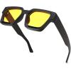 imageFEISEDY Retro 90s Square Sunglasses for Women Men Trendy Chunky Rectangle Sunglasses UV400 Protection B2385014 Black  Bright Yellow Lens