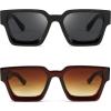 imageFEISEDY Retro 90s Square Sunglasses for Women Men Trendy Chunky Rectangle Sunglasses UV400 Protection B23852pcs  Balck  Brown  Gradient Tea