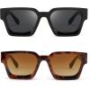 imageFEISEDY Retro 90s Square Sunglasses for Women Men Trendy Chunky Rectangle Sunglasses UV400 Protection B23852pcs  Balck  Leopard  Gradient Tea