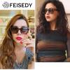 imageFEISEDY Retro 90s Square Sunglasses for Women Men Trendy Chunky Rectangle Sunglasses UV400 Protection B23852pcs  Balck  Leopard  Gradient Tea