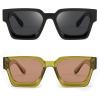 imageFEISEDY Retro 90s Square Sunglasses for Women Men Trendy Chunky Rectangle Sunglasses UV400 Protection B23852pcs  Balck  Transparent Green  Tea