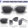 imageFEISEDY Retro 90s Square Sunglasses for Women Men Trendy Chunky Rectangle Sunglasses UV400 Protection B23852pcs  Balck  Transparent Grey  Grey