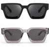 imageFEISEDY Retro 90s Square Sunglasses for Women Men Trendy Chunky Rectangle Sunglasses UV400 Protection B23852pcs  Balck  Transparent Grey  Grey