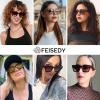 imageFEISEDY Retro 90s Square Sunglasses for Women Men Trendy Chunky Rectangle Sunglasses UV400 Protection B23852pcs  Balck  Transparent Grey  Grey
