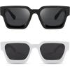 imageFEISEDY Retro 90s Square Sunglasses for Women Men Trendy Chunky Rectangle Sunglasses UV400 Protection B23852pcs  Balck  White  Grey