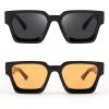 imageFEISEDY Retro 90s Square Sunglasses for Women Men Trendy Chunky Rectangle Sunglasses UV400 Protection B23852pcs  Balck  Yellow