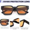 imageFEISEDY Retro 90s Square Sunglasses for Women Men Trendy Chunky Rectangle Sunglasses UV400 Protection B23852pcs  Balck  Yellow