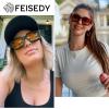 imageFEISEDY Retro 90s Square Sunglasses for Women Men Trendy Chunky Rectangle Sunglasses UV400 Protection B23852pcs  Balck  Yellow