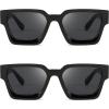 imageFEISEDY Retro 90s Square Sunglasses for Women Men Trendy Chunky Rectangle Sunglasses UV400 Protection B23852pcs  Black  Black