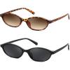 imageFEISEDY Retro Oval Cat Eye Sunglasses for Women 90s Narrow Lightweight Shades Y2k Trendy Sunnies B02572 Pack Blacktortoise