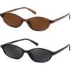 imageFEISEDY Retro Oval Cat Eye Sunglasses for Women 90s Narrow Lightweight Shades Y2k Trendy Sunnies B02572 Pack Brownblack