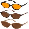 imageFEISEDY Retro Oval Cat Eye Sunglasses for Women 90s Narrow Lightweight Shades Y2k Trendy Sunnies B02573 Pack Orangebrowntea