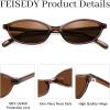 imageFEISEDY Retro Oval Cat Eye Sunglasses for Women 90s Narrow Lightweight Shades Y2k Trendy Sunnies B02573 Pack Orangebrowntea