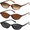 imageFEISEDY Retro Oval Cat Eye Sunglasses for Women 90s Narrow Lightweight Shades Y2k Trendy Sunnies B02573 Pack Tortoisebrownblack