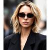 imageFEISEDY Retro Oval Cat Eye Sunglasses for Women 90s Narrow Lightweight Shades Y2k Trendy Sunnies B0257BlackBlack